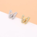 Sparkling butterfly earrings set in gold and silver finish with pavé cubic zirconia - Silver Butterfly Style (5#)