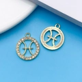 Golden Pisces zodiac charms with sparkling rhinestones and engraved details for DIY jewelry - KC Gold Pisces
