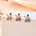 Detailed view of butterfly ear studs in gold, rose gold and silver with zircon stones - Purple Butterfly (2#) / Gold