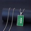 Saudi-Arabien Flagge Halskette aus silbernem Edelstahl mit robuster Box-Kette - Saudi-Arabien