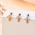 Detailed view of cross stud earrings with sparkling cubic zirconia in three metal finishes - Cross (3#) / Gold