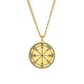 Seal of Solomon Gold Stainless Steel Talisman Necklace with Hebrew Engraving - Key of Solomon Geometric Symbol (Style 25)