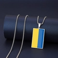 Rechteckige blau-gelbe Flaggen-Halskette aus Edelstahl mit eleganter Box-Kette für Herren - Ukraine