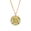 Seal of Solomon stainless steel talisman necklace with gold-plated sun symbol pendant - Occult Grid Design (Style 27)