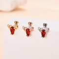 Macro shot of lobster-shaped stud earrings in gold, rose gold and silver stainless steel - Red Lobster Shape (Silver)