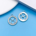 Silver Taurus zodiac charms with sparkling rhinestones for DIY necklaces and bracelets - Silver Taurus
