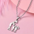 Silver stainless steel mother and two daughters pendant necklace with heart details - Two Girls