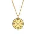 Gold stainless steel Seal of Solomon Jupiter Mars Mercury Moon Saturn Sun Venus talisman necklace - Vintage Amulet Style (Style 28)