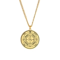 Seal of Solomon Mars talisman necklace with gold plated stainless steel curb chain - Hebrew Text Geometric Medallion (Style 30)