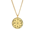 Golden stainless steel Seal of Solomon talisman pendant necklace with mystical sigils - Seal of Solomon Magical Symbol (Style 31)