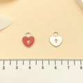 Colgante de candado de corazón para joyas DIY en esmalte rojo y plata cepillada - Diseño de Candado de Corazón Rojo (21900)