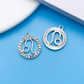 Silver Leo zodiac pendants set with sparkling rhinestones for DIY jewelry making - Silver Leo