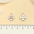 Colgante de trébol rosa con forma de corazón y diamantes de imitación para joyería DIY - Trébol de Cuatro Hojas Rosa Diamante (21902)