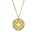 Golden Seal of Solomon stainless steel pendant necklace with Hebrew symbols - Religious Occult Seal of Solomon (Style 35)