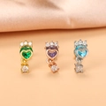 Detail von Herz-Krone-Ohrsteckern mit Zirkonia-Steinen in Gold, Roségold und Silber - Herz Krone Stil (3#) / Gold