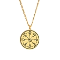 Golden Seal of Solomon stainless steel medallion pendant necklace with celestial symbols - Astrological & Occult Symbols (Style 36)
