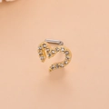 Clou de nez en forme de cœur doré avec zircone cubique et tige argentée en L - 6# Style Cœur Creux en Strass / Or