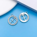 Silver Sagittarius zodiac charms set featuring crystal inlay and engraved sunburst pattern - Silver Sagittarius