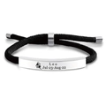 Bracciale intrecciato nero segno Leone con targa incisa in acciaio inox argento - Leone Argento