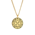 Golden Solomon talisman pendant necklace with mystical engraving on a twist chain - Rope Chain with Hebrew Round Pendant (Style 39)