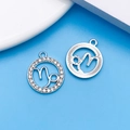Silver-plated Capricorn zodiac charm with white zircons for DIY jewelry making - Silver Capricorn
