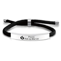 Bracciale nero intrecciato con piastra argento segno Pesci e date incise - Gemelli Argento