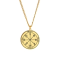 Golden Solomon talisman necklace featuring Hebrew engraving and occult alchemy symbols - Mystical Alchemical Symbol Design (Style 40)