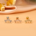 Detailed view of flower zirconia helix studs in silver, rose gold and gold finishes - Arc Smile Style (3#)