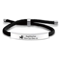 Bracciale regolabile in corda nera intrecciata con placca Sagittario in acciaio inox - Sagittario Argento