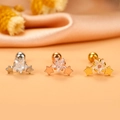 Macro shot of three-star flower cartilage studs with cubic zirconia and screw back - Triple Star Style (6#)