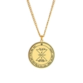 Golden Seal of Solomon amulet pendant necklace made of stainless steel with Hebrew engraving - Hebrew Geometric Pattern (Style 42)