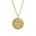 Golden Seal of Solomon amulet pendant with rope chain made of polished stainless steel - Hexagram Spell Symbol (Temple Style 43)