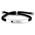 Bracciale nero intrecciato segno zodiacale Toro con placca in metallo argento inciso - Toro Argento