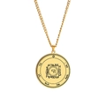 Golden stainless steel Solomon seal amulet necklace with occult symbols and hexagram - Hebrew Character Round Disc (Style 44)