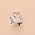 Vue détaillée du piercing de nez en L en acier inoxydable avec fleur et zircones - 12# Style Fleur à Cinq Pétales Effet Nacre / Argent