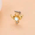 Détail d'un piercing de nez en forme d'ange avec cristaux AB et tige en L en métal doré - 5# Or