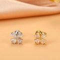 Macro detail of 16G stainless steel stud earrings with star-shaped cubic zirconia stones - 8# (Four Pointed Star)