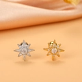 Detailed macro view of 16G gold and silver star earrings with brilliant zircon inlays - 9# (North Star)