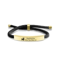 Bracciale regolabile in corda intrecciata nera con ciondolo Sagittario dorato - Sagittario Oro