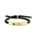 Bracciale nero intrecciato segno Toro con piastra in acciaio inossidabile dorato - Toro Oro