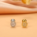 Schraubohrringe mit mikroverlegtem Zirkon in Gold- und Silberbeschichtung - Silber / 1# (Milgrain Rund Mikro-Pflaster)