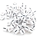 Cuentas de cubo de acrílico blanco de 6mm con signo menos negro para hacer joyas DIY - Cuenta de Letra Cuadrada Blanca I