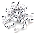 Cuentas cúbicas de acrílico blanco de 6mm con letra L negra para joyería DIY - Cuenta de Letra Cuadrada Blanca L