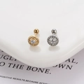 Details von runden Zirkonia-Ohrsteckern in Gold und Silber mit Kugel-Schraubverschluss - Ring Pave Zirkon Stil (2#) / Gold