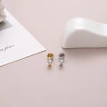 Detail von Eulen-Ohrsteckern mit funkelnden Zirkonia in Gold- und Silberfarben - Eulen-Design (1#) / Silber