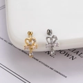 Detail of bow and teardrop zircon stud earrings in gold and silver finish - Hollow Heart with Pendant Style (6#)