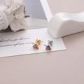 Detailansicht der Ohrstecker mit bunten Zirkonia-Steinen und Schraubkugel-Verschluss - Eiscreme Stil (2#) / Silber