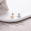 Macro di orecchini a croce in oro e argento con zirconi rettangolari trasparenti - 5# Stile Croce