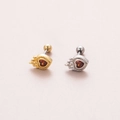 Macro shot of red heart studs in gold and silver plating with screw ball backings - Heart Style (3#) / Silver