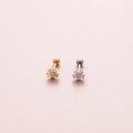 Close-up of gold and silver flower cartilage earrings with sparkling cubic zirconia - Small Flower Style (2#) / Silver
